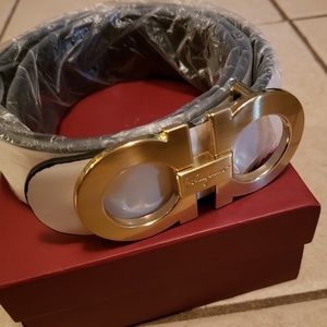 Salvatore Ferragamo Belt (With Gold Buckle) (New)